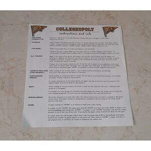 Collegeopoly Game Replacement Piece Instructions
